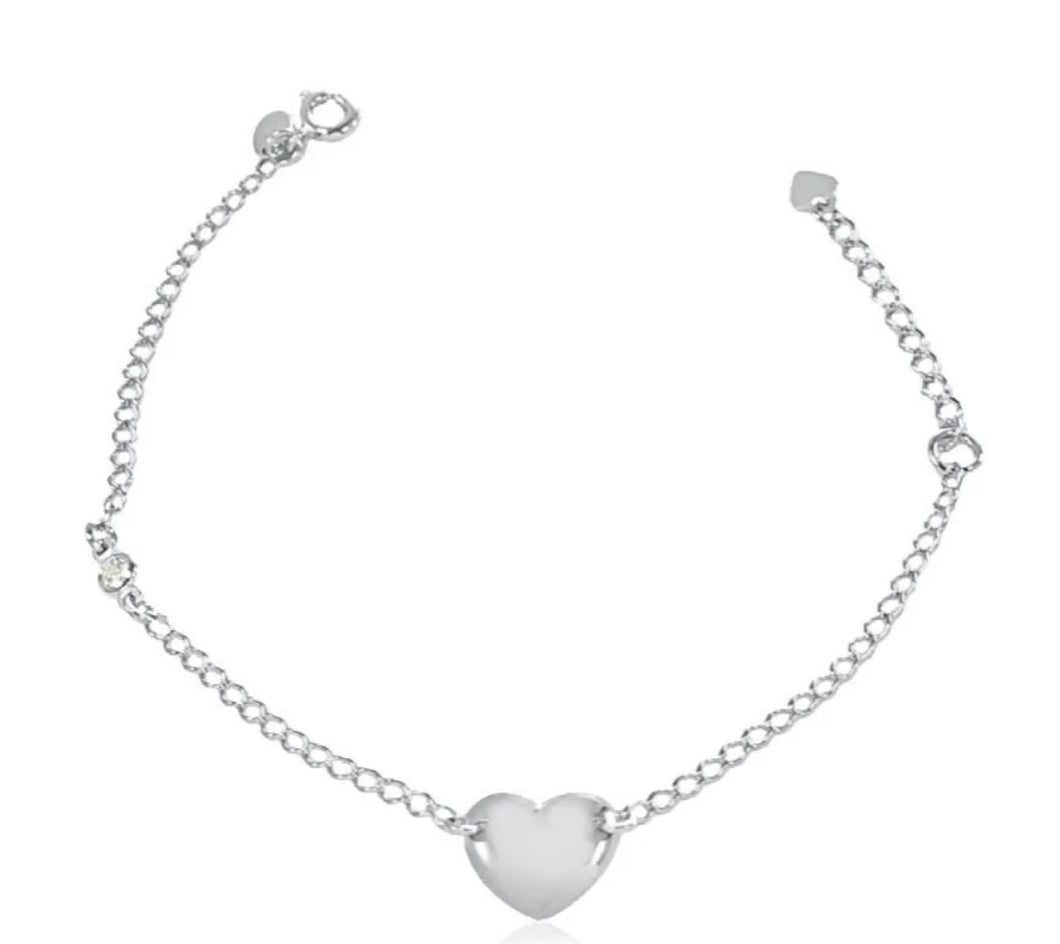 PULSEIRA DELICADA CORAÇÃO RÓDIO BRANCO