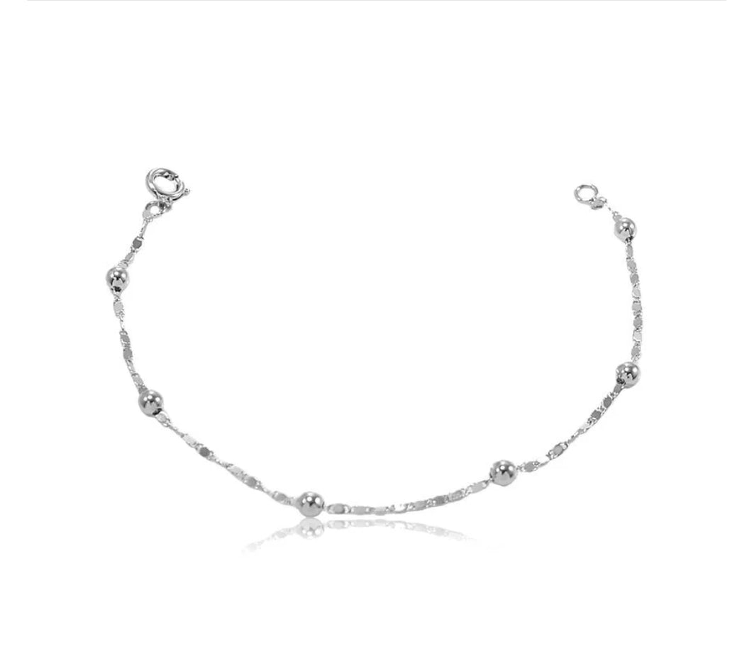 PULSEIRA DELICADA C/ BOLINHA RÓDIO BRANCO