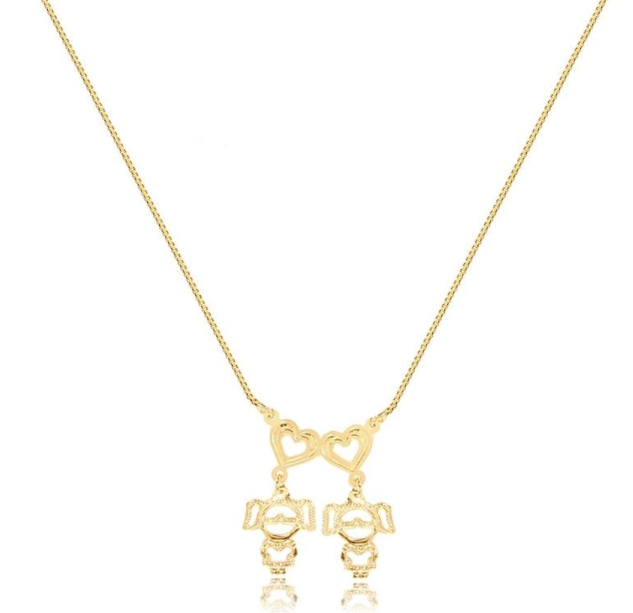 GARGANTILHA CORAÇÃO DUAS MENINAS